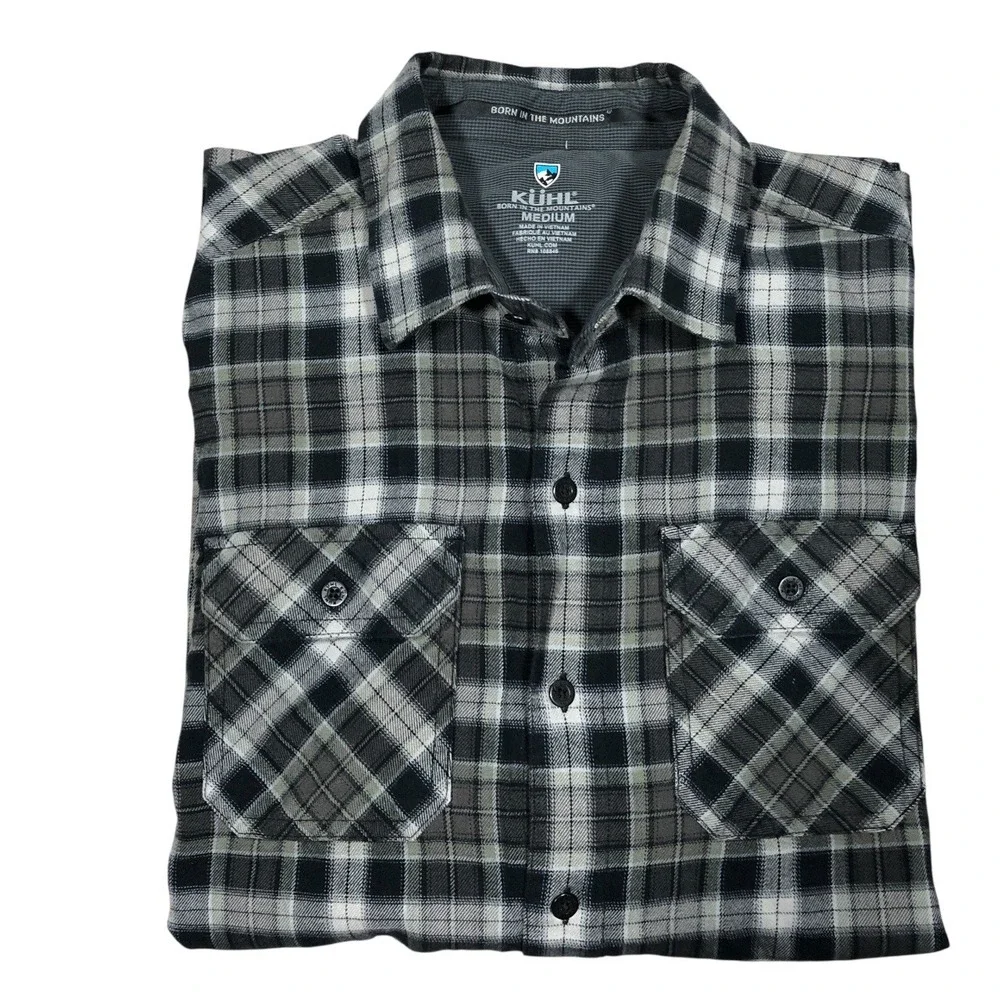 KUHL Dillingr Flannel Shirt Mens Medium Cotton Tencel‎ Long Sleeve Button Up